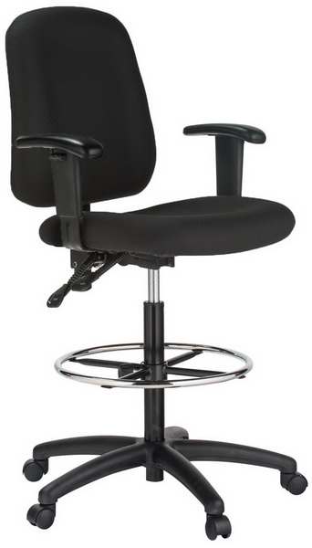 Black drafting chair with arms 100KE-AA-BK-1-600