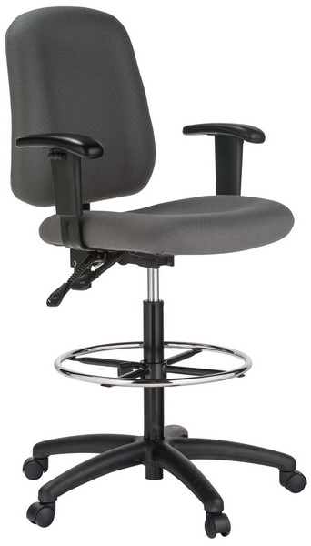 Gray drafting chair with arms 100KE-AA-GY-1-600