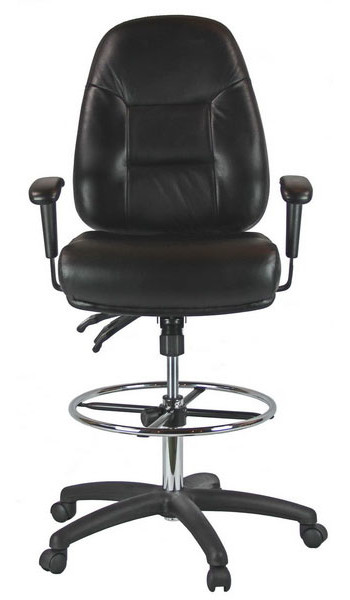 Premium leather drafting chair with arms 100KL-3-600