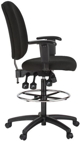 Tall ergonomic drafting chair with arms 6058C-D-BK-2-600